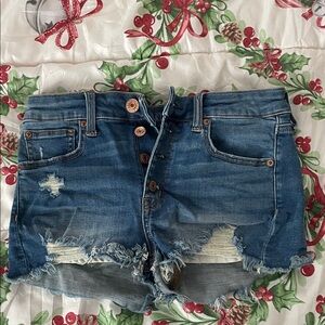 American Eagle Outfitters Blue Distressed Jean Shorts